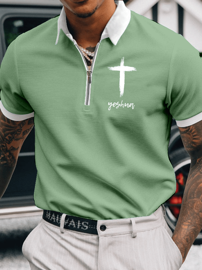 Camisa polo Faith estampado casual con cierre para hombre