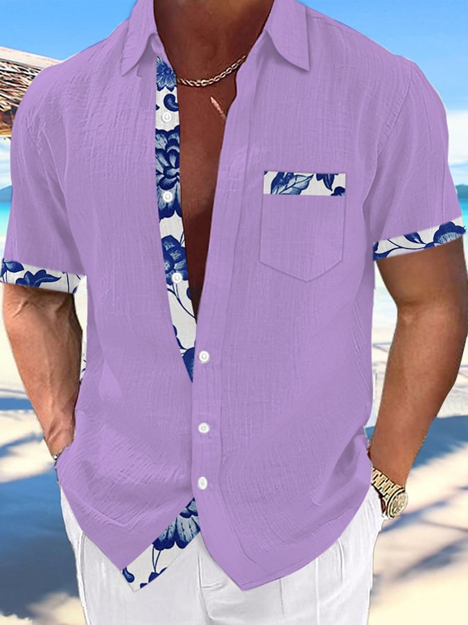 Camisa Hawaiian estampado de modaable Resort casual (With Pockets) para hombre
