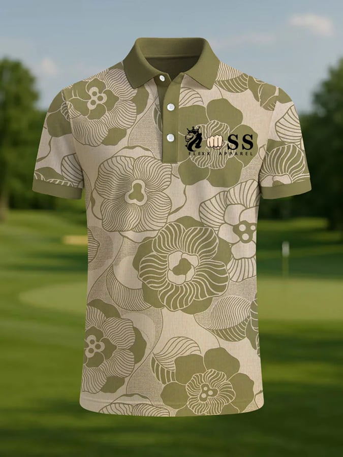 Camisa polo retro Letter Design estampado casual para hombre