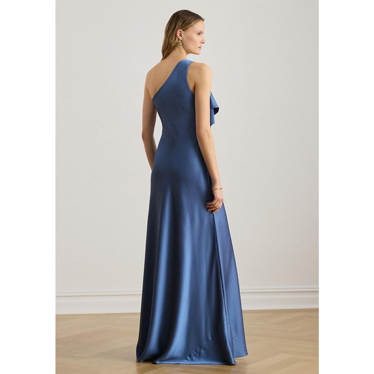 Women's Satin Charmeuse One-Shoulder Gown - 2