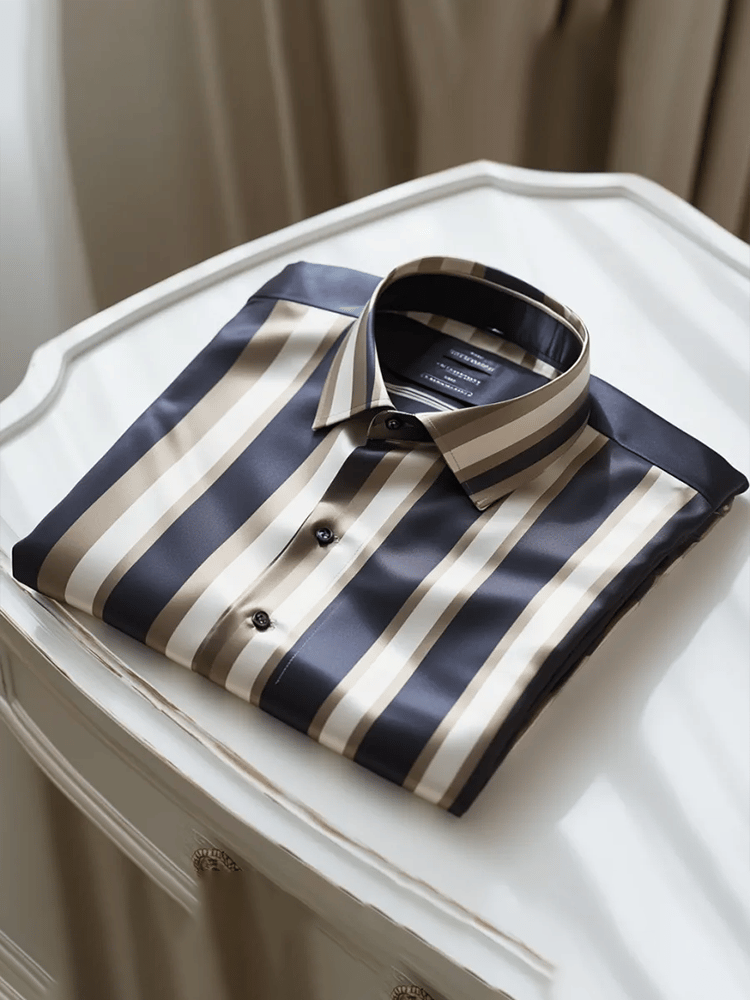 Camisa satén Luxe de manga larga con botones para hombre
