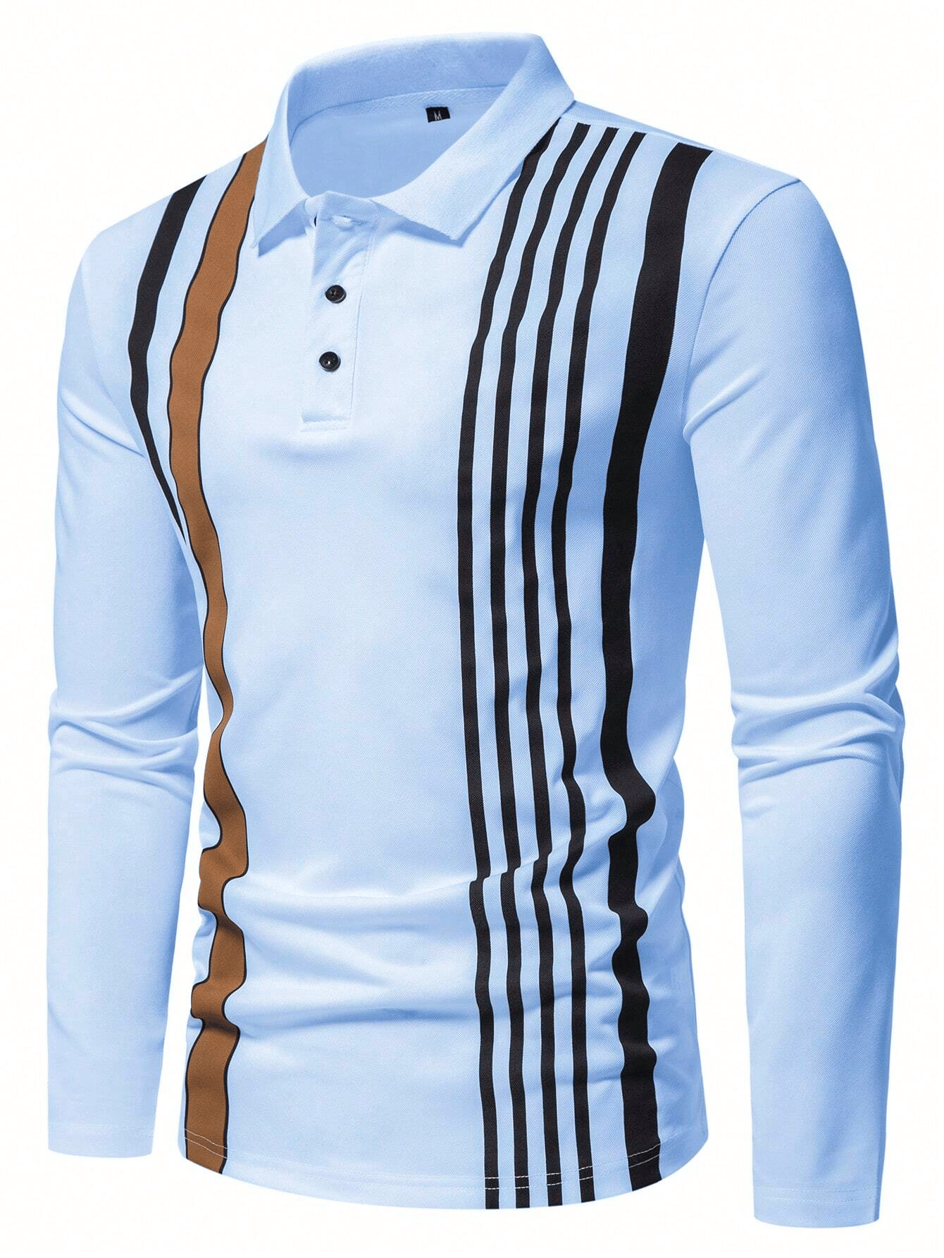 Ejecutivo casual a rayas con botones Polo para hombre