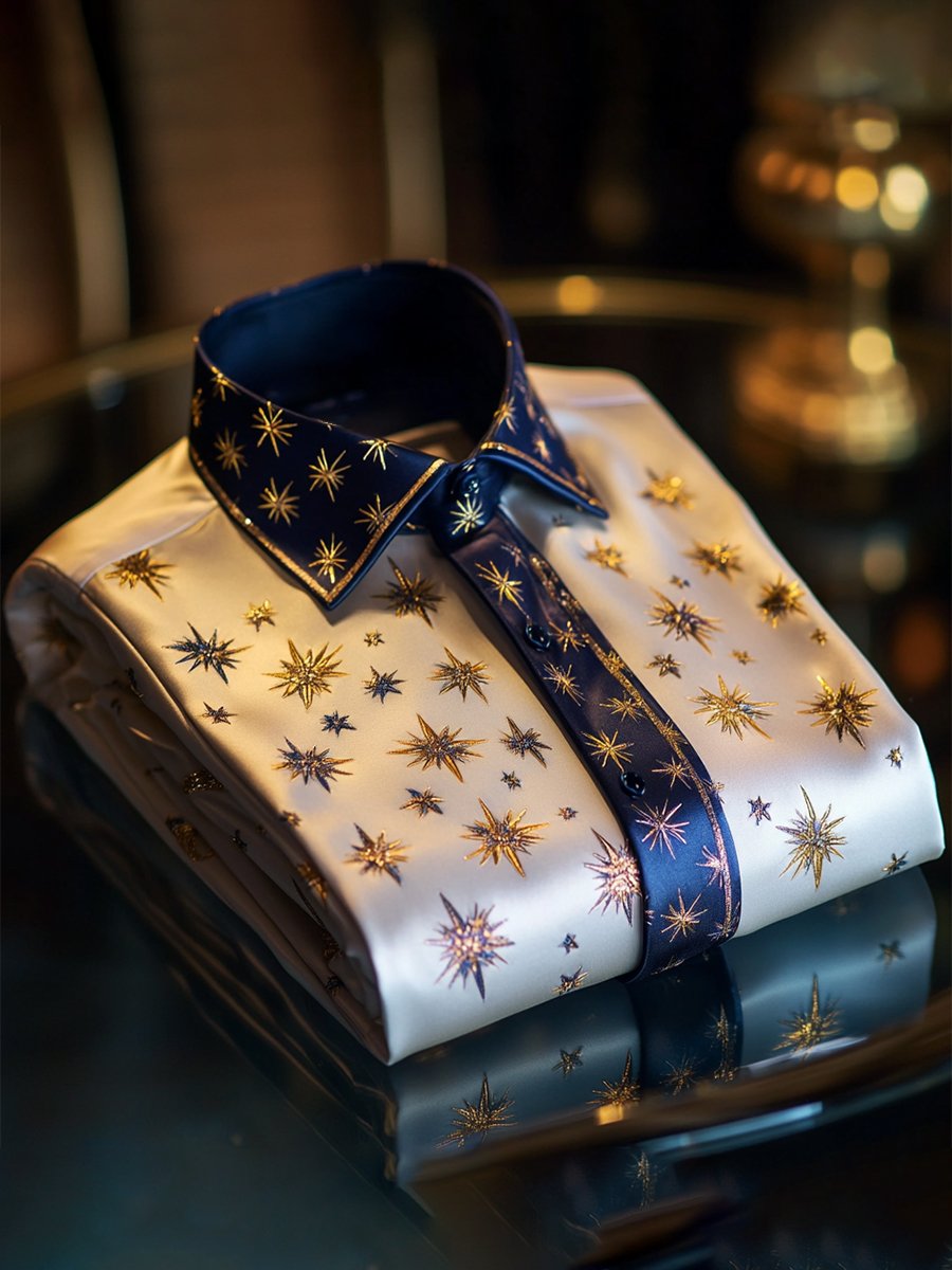 Camisa satén Luxe de manga larga con botones para hombre