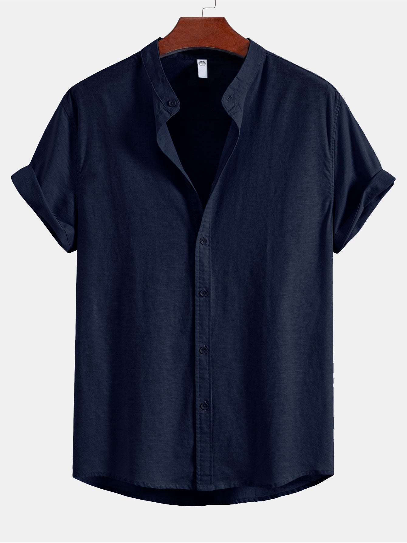 Camisa Stand Collar de lino