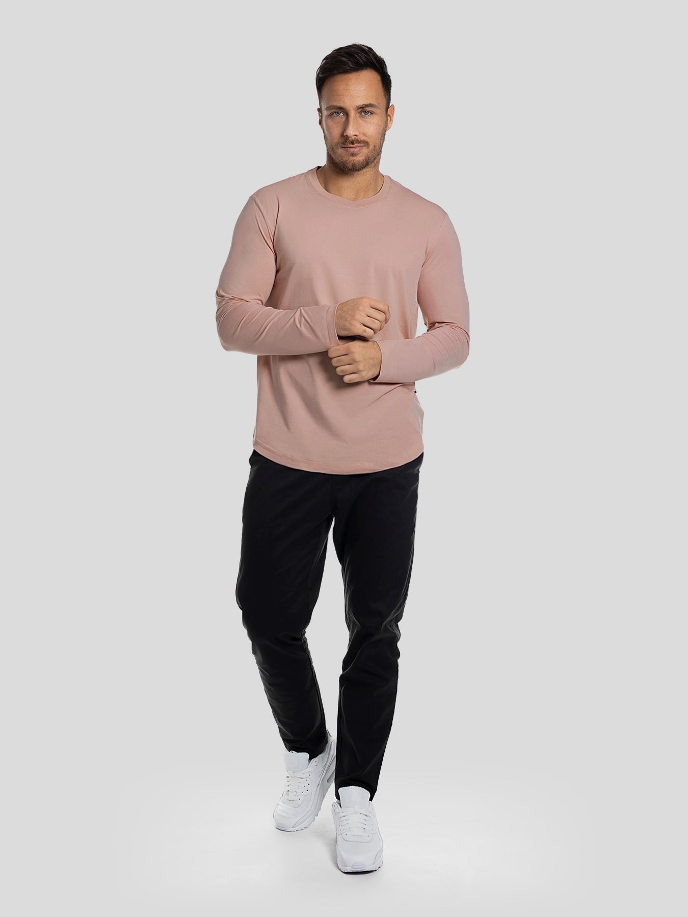 StaySmooth de manga larga Curve Hem Tee: de corte entallado