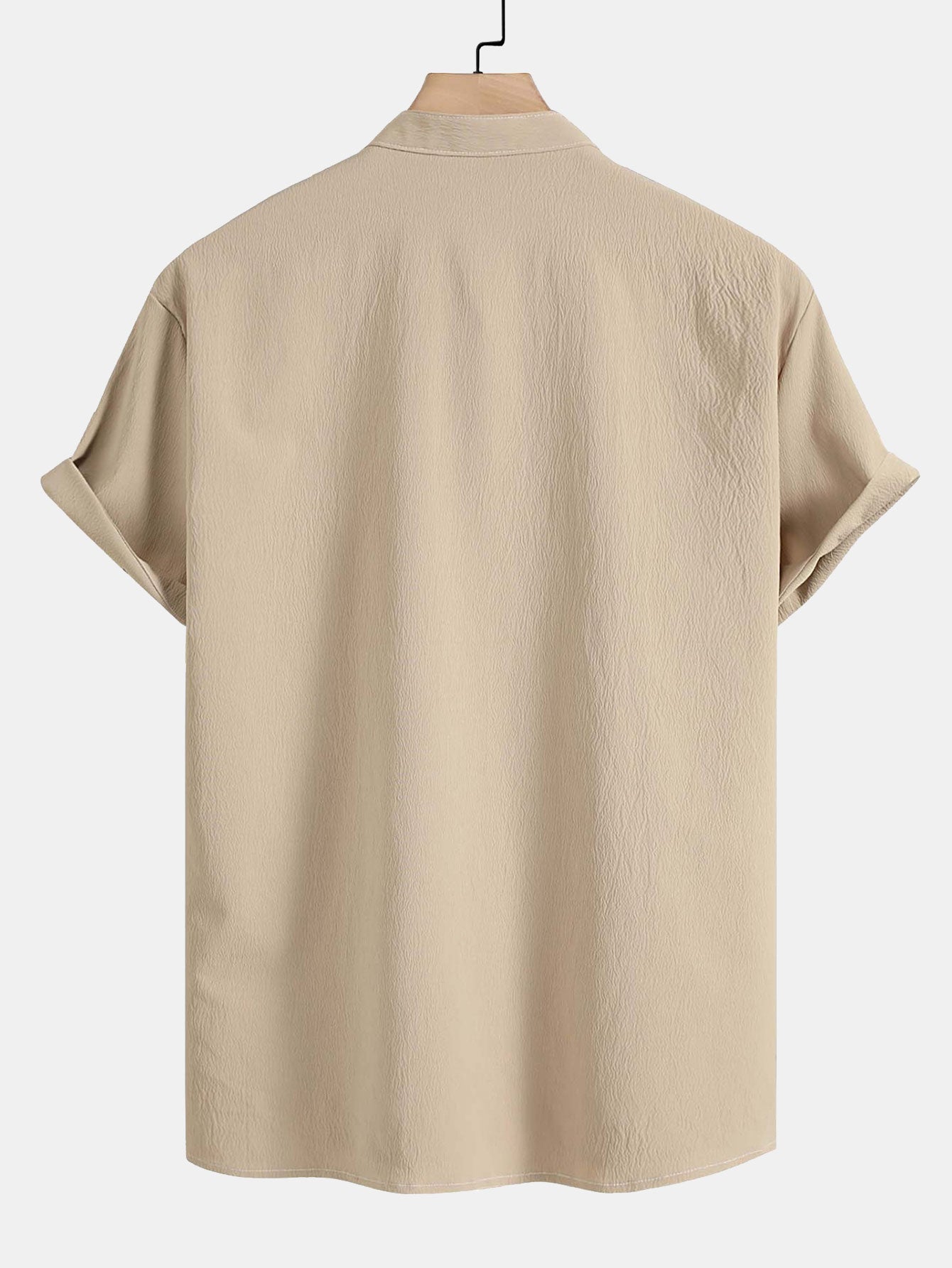 Camisa Crinkled Texture Stand Collar