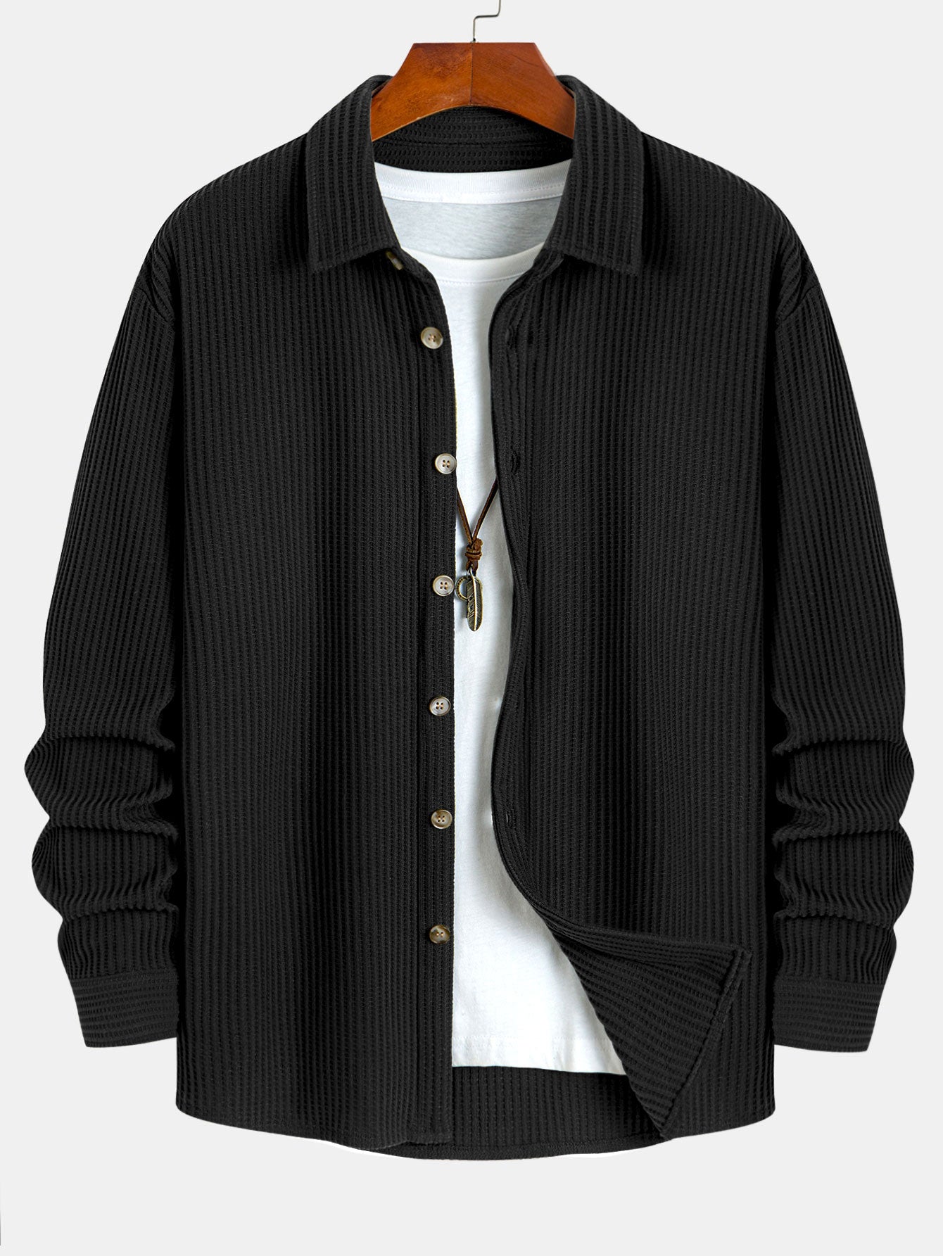 Camisa de manga larga Waffle Button Up