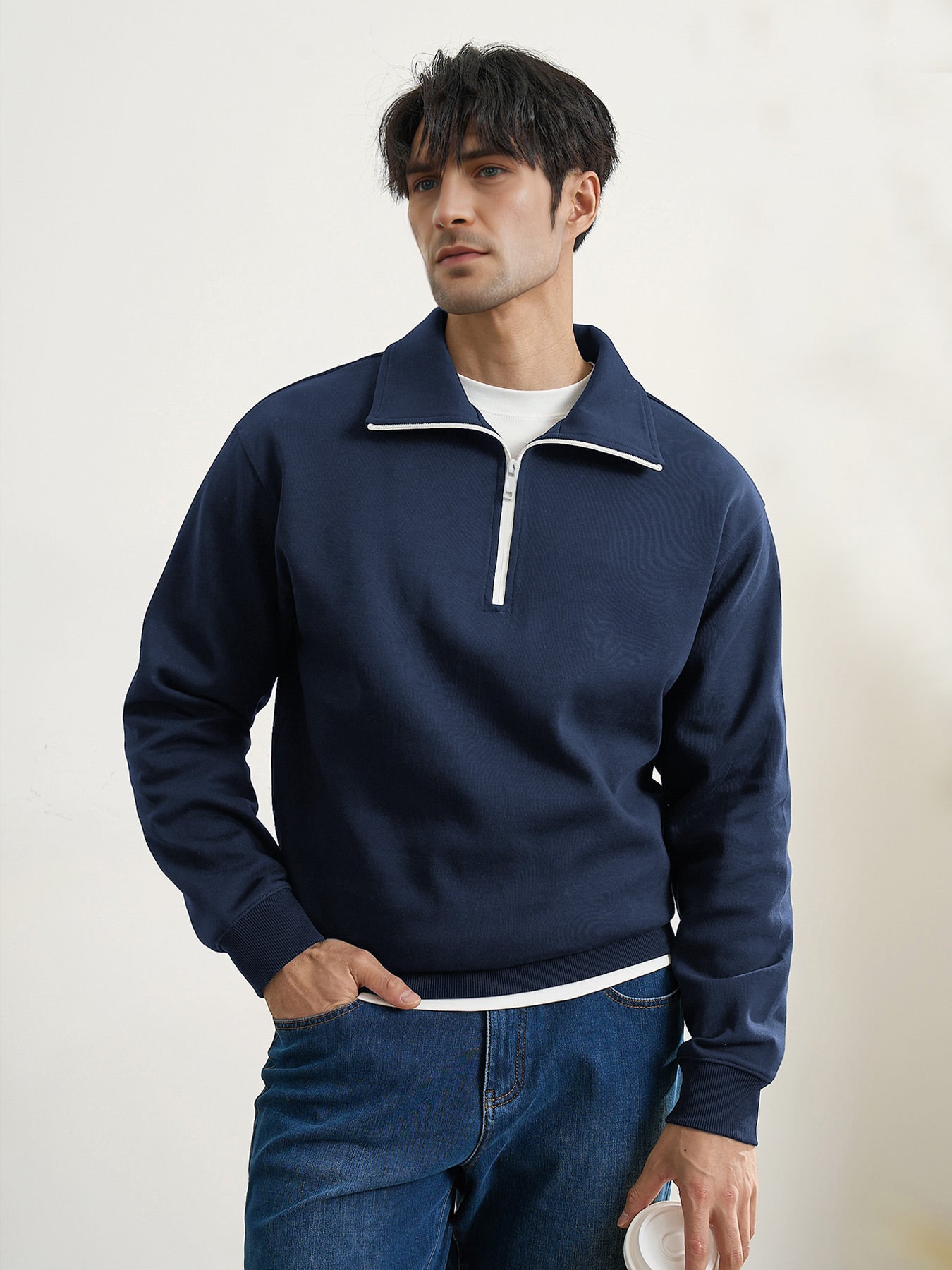 Sudadera CozySpacer Contrast Color Half Zip