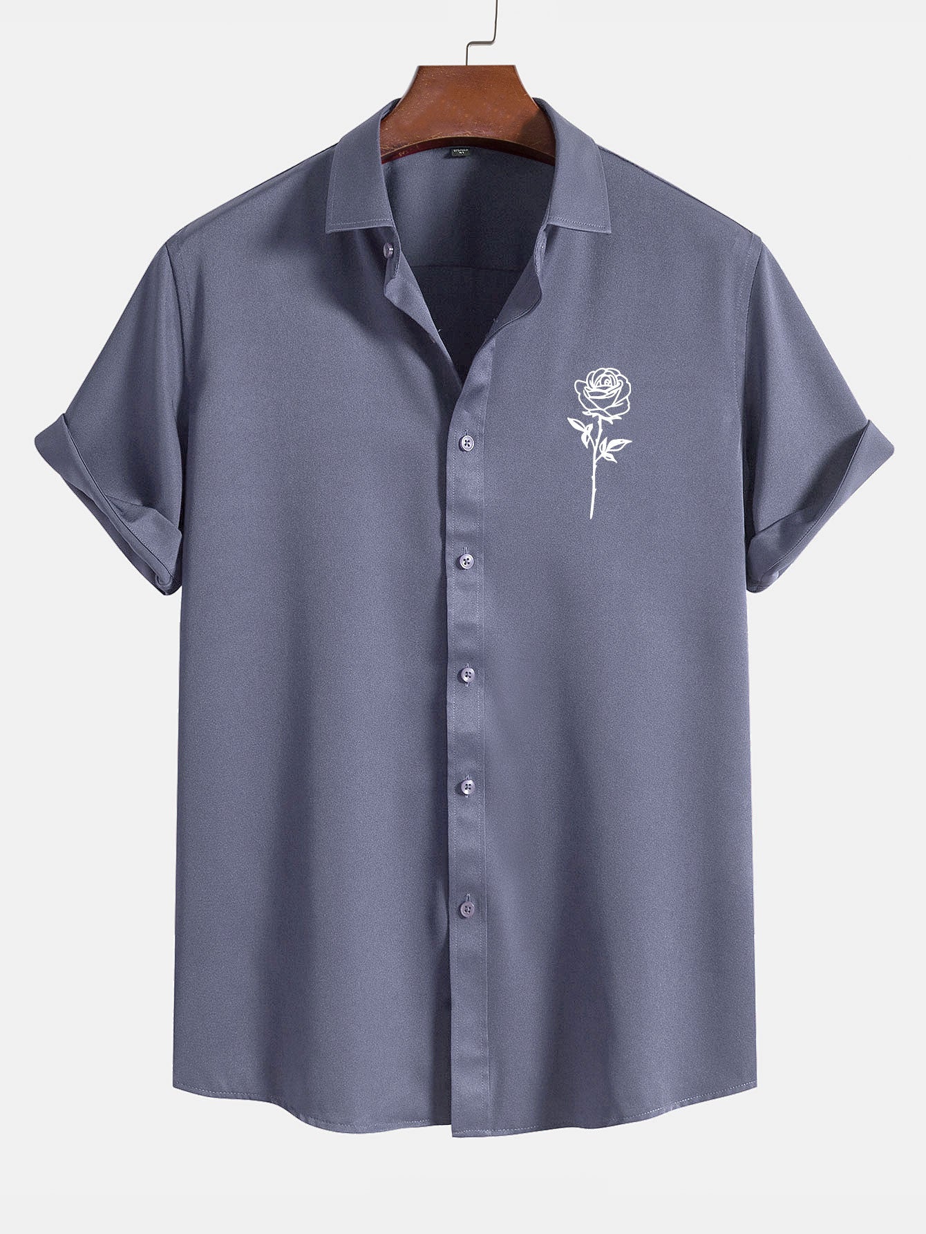 Rose estampado de manga corta camisas
