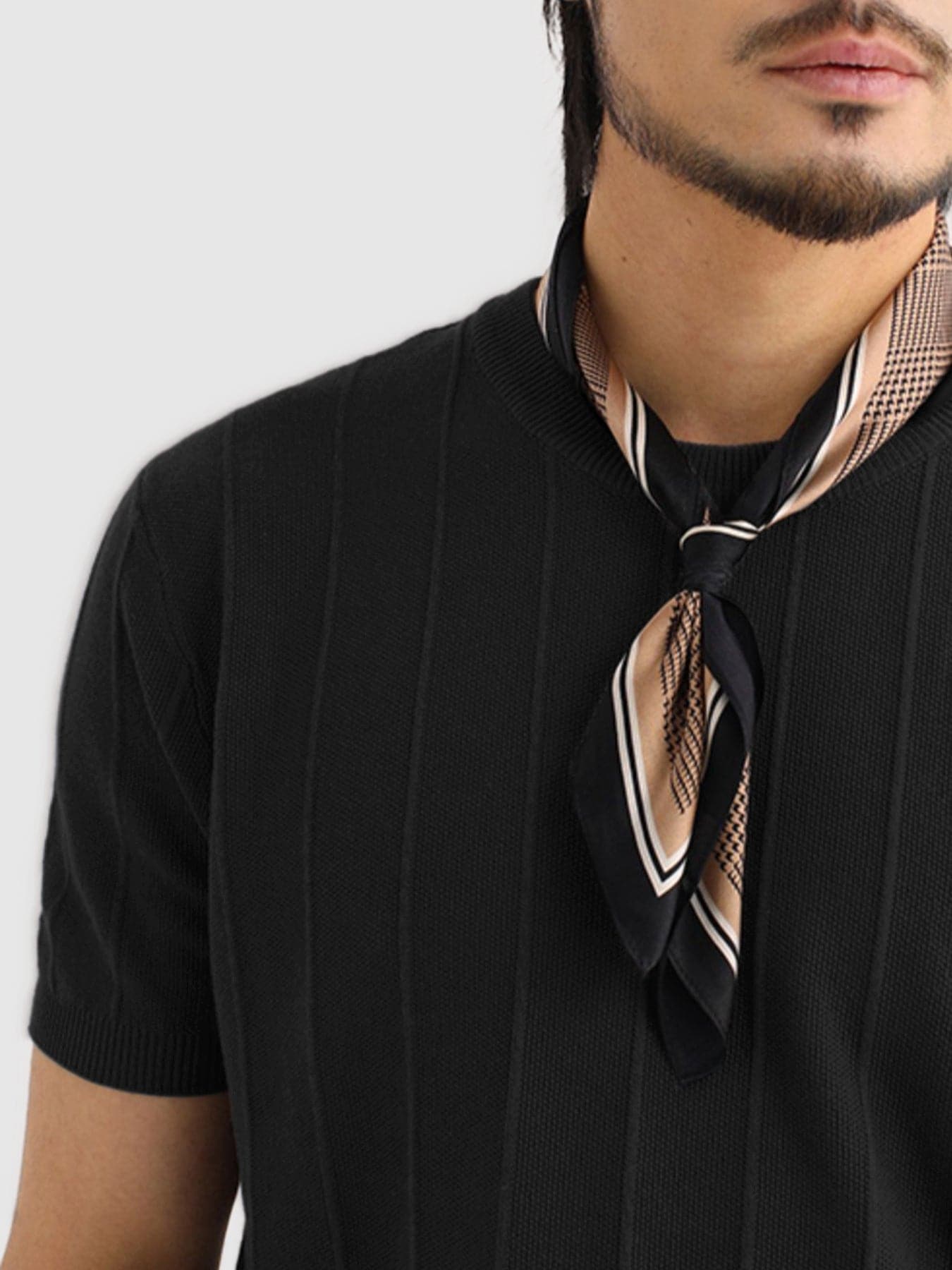 Camiseta Gentletejido transpirable a rayas de manga corta tejidoted