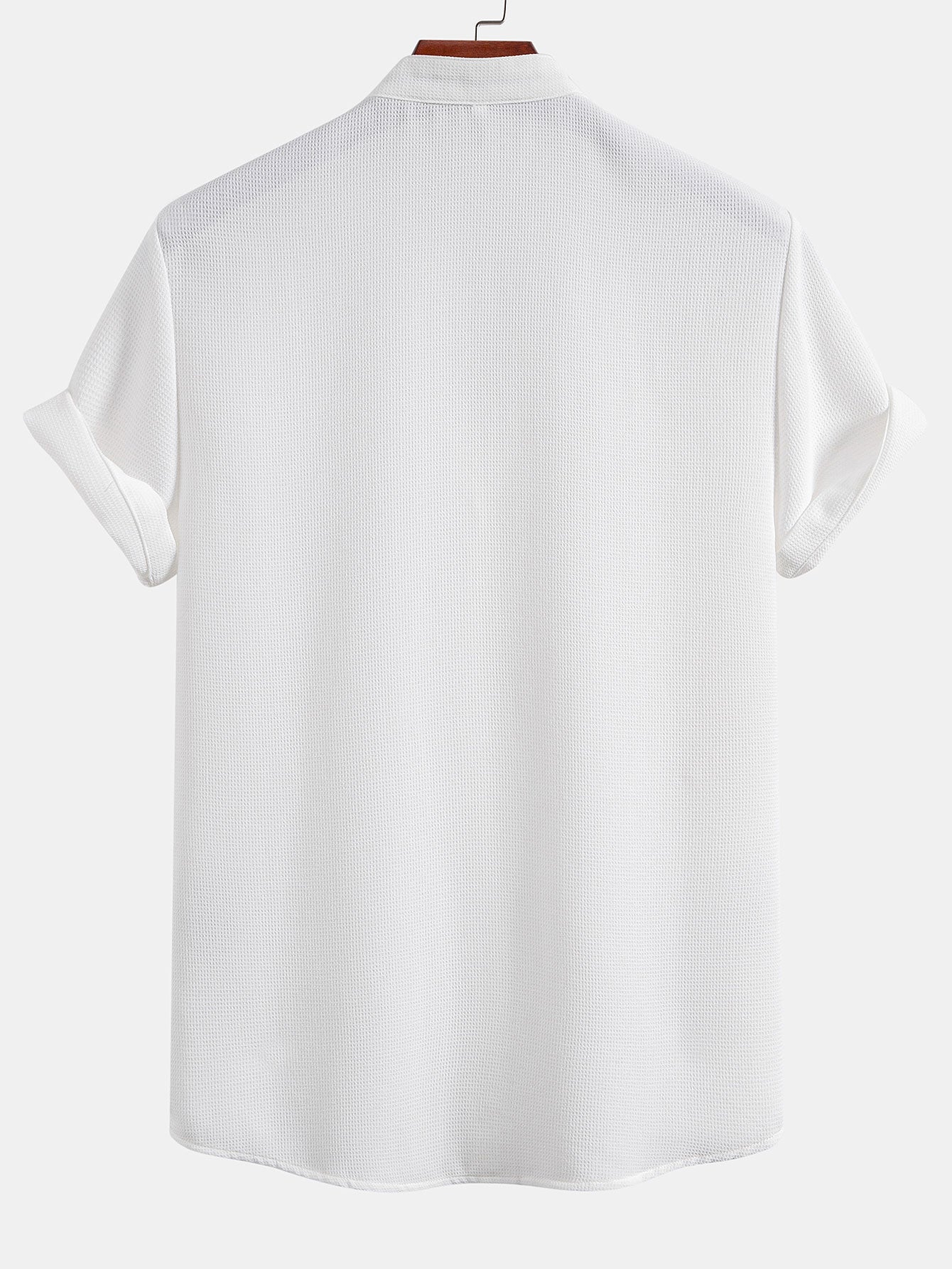 Camisa Waffle Textured Stand Collar