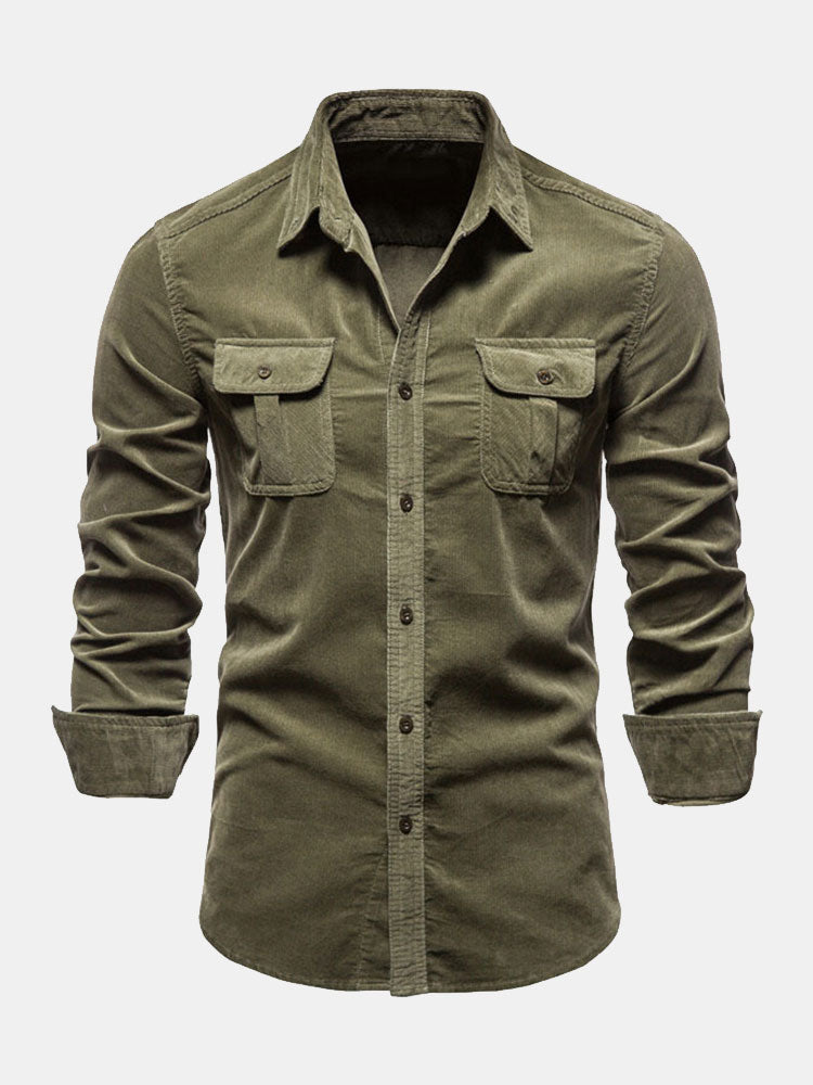 Camisa Regular Fit de algodón Corduroy With Pockets