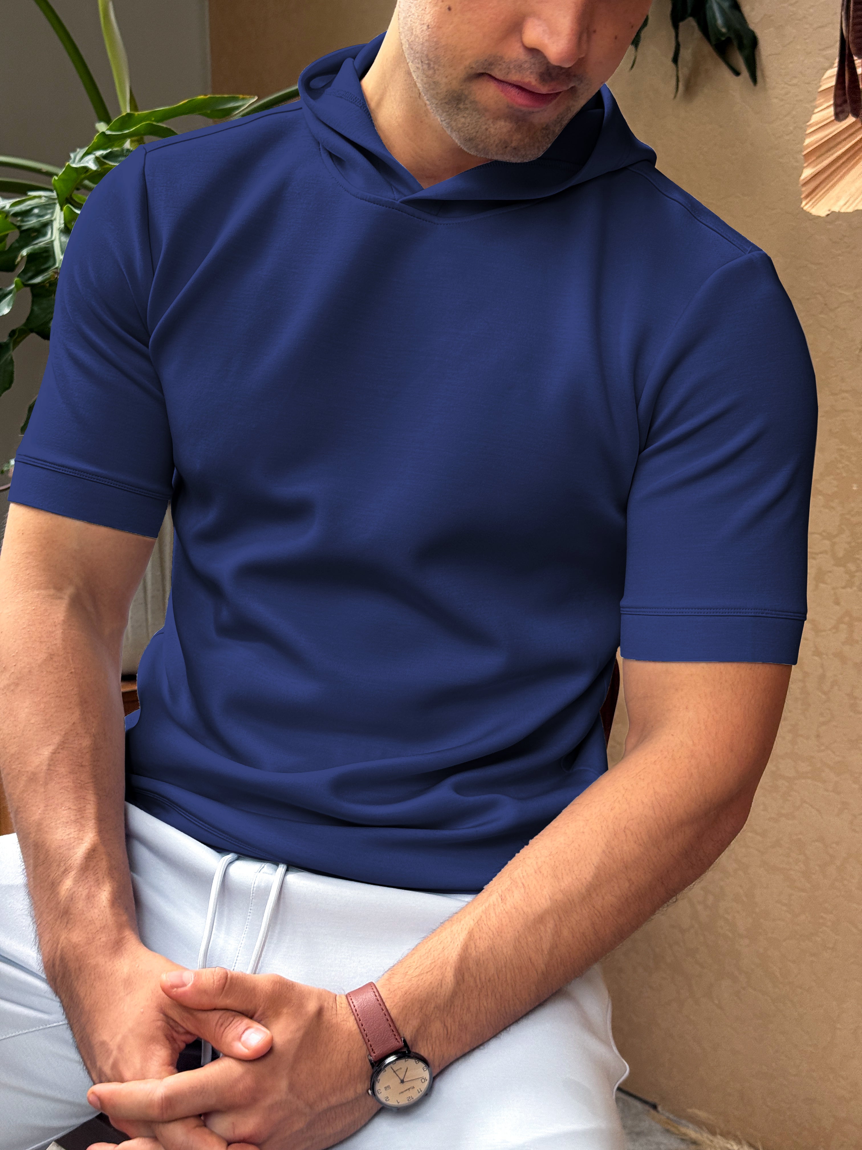 Sudadera Modal Blend de manga corta con gorrasucha