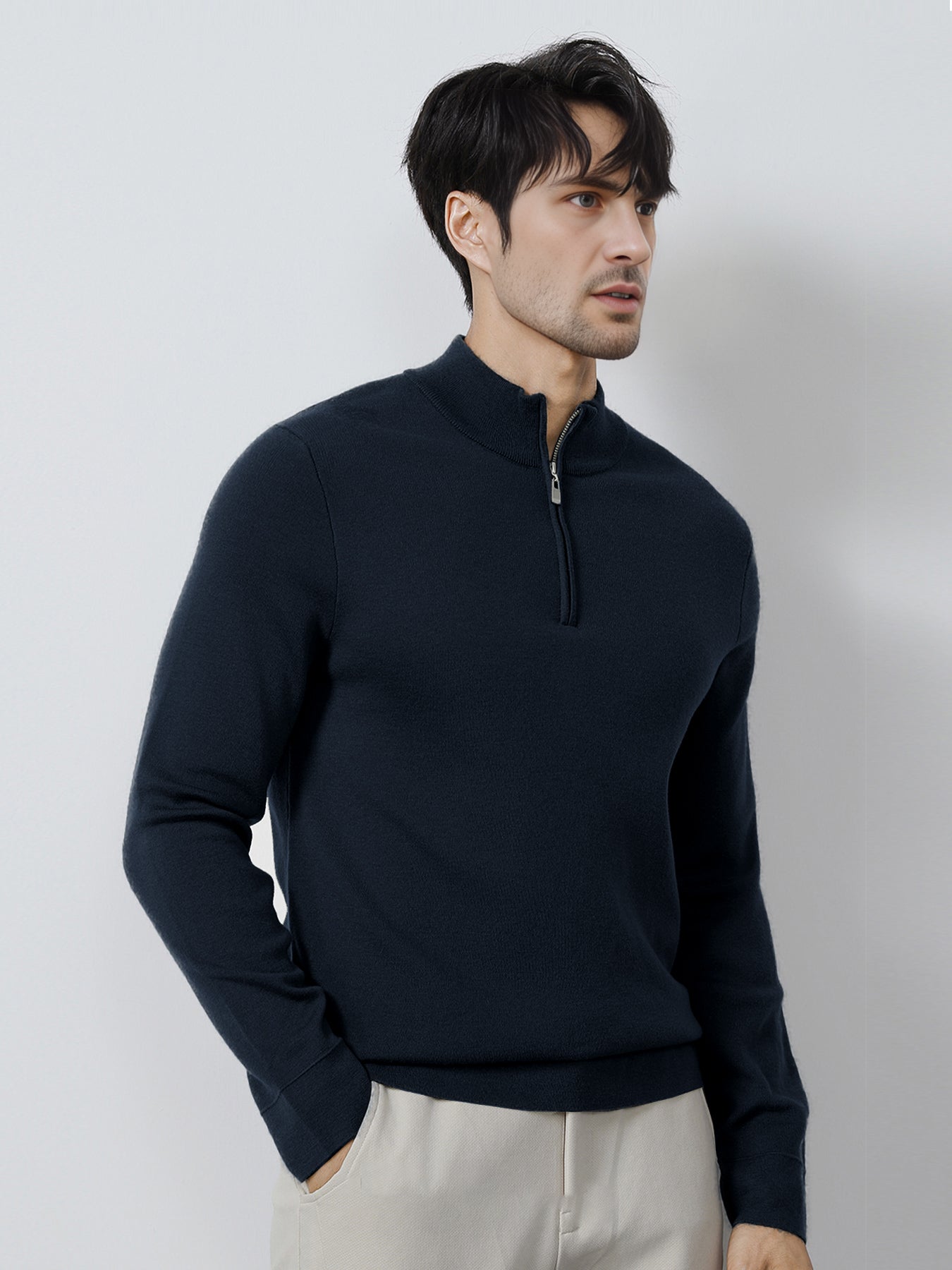 Gentletejido Washable Half Zip Mock Neck Sweater