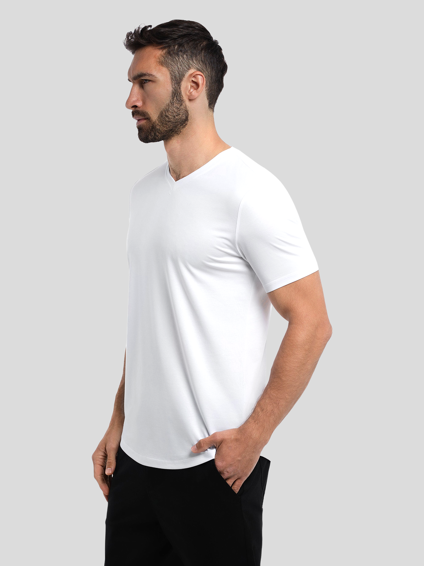 StayCool 2.0 V-neck Curve-Hem Tee: de corte entallado
