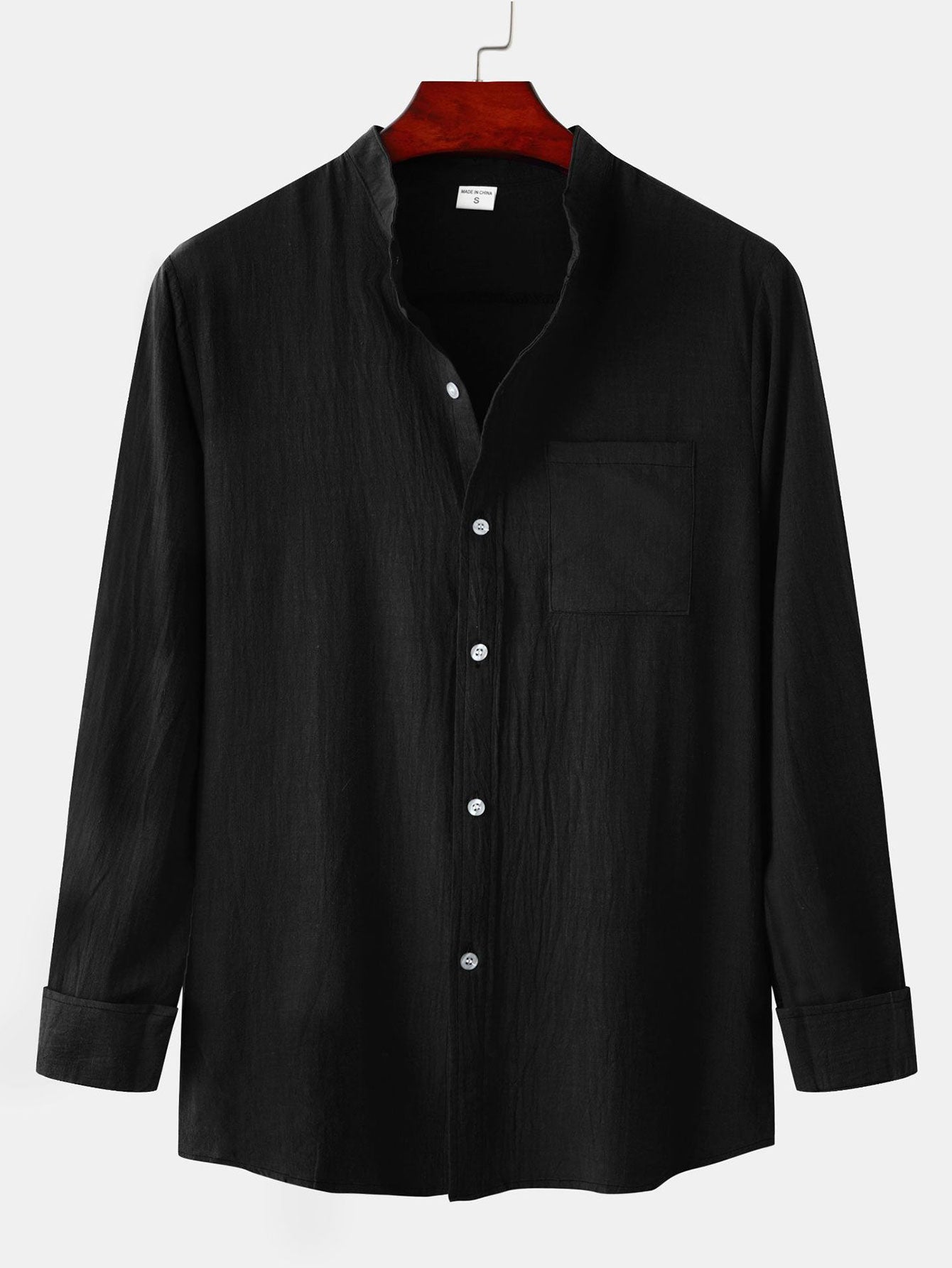 Camisa de manga larga Textured Stand Collar