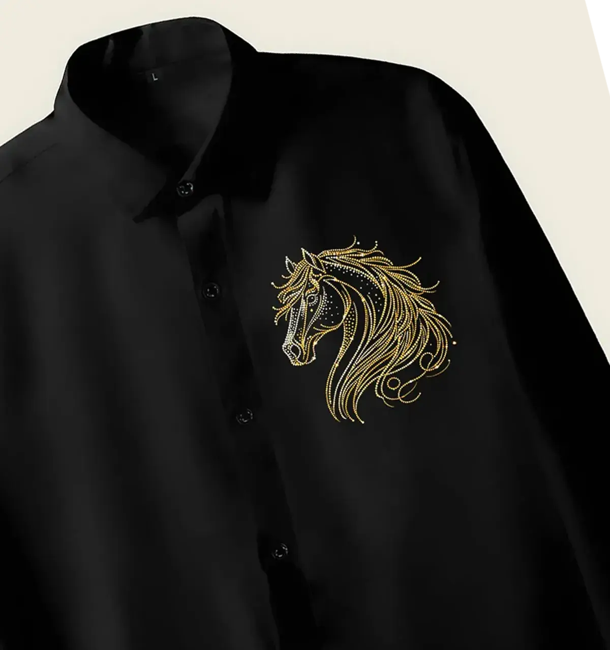 Camisa Black Golden Horse Emblem para hombre