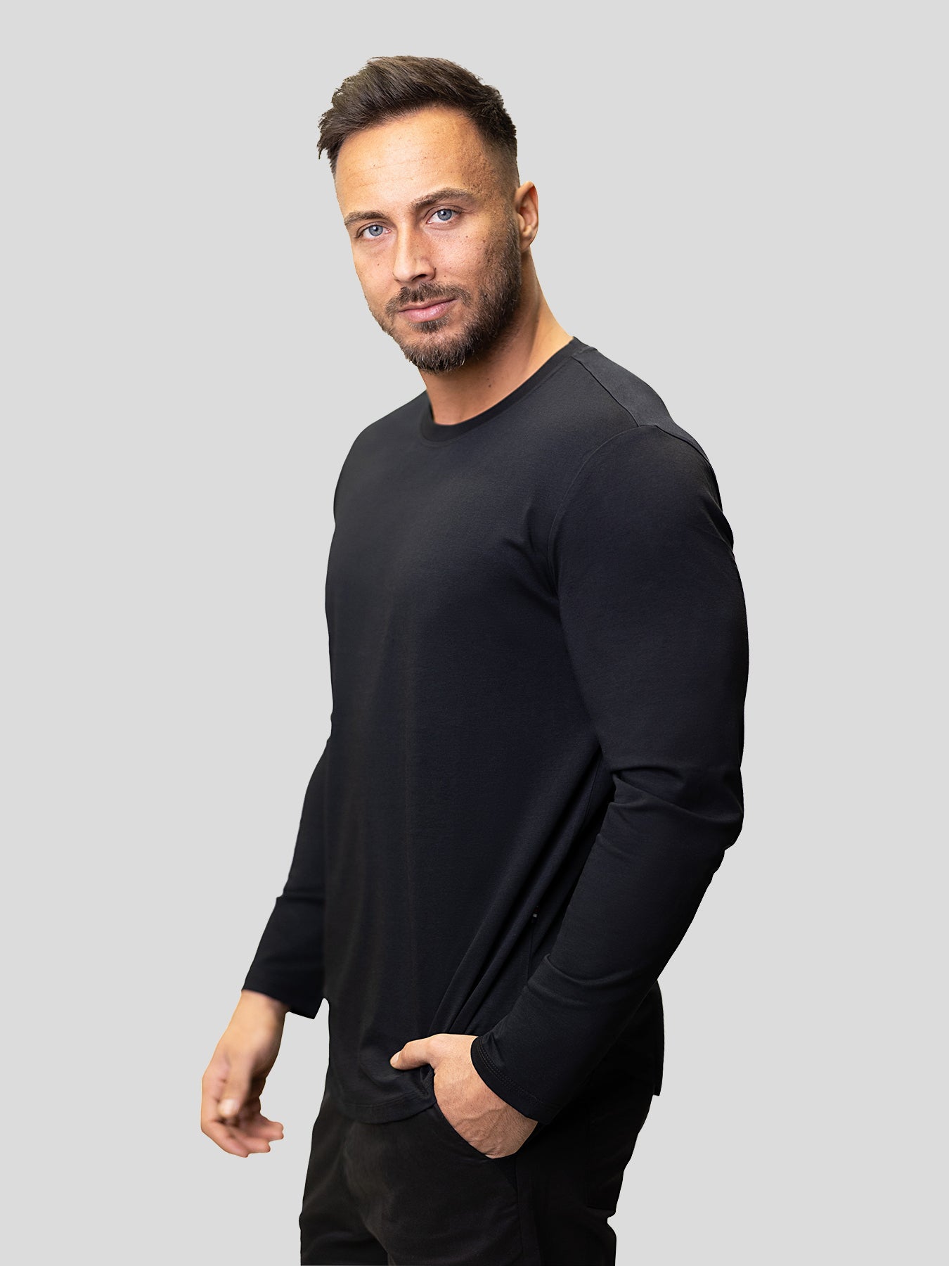 StaySmooth de manga larga Curve Hem Tee: de corte entallado