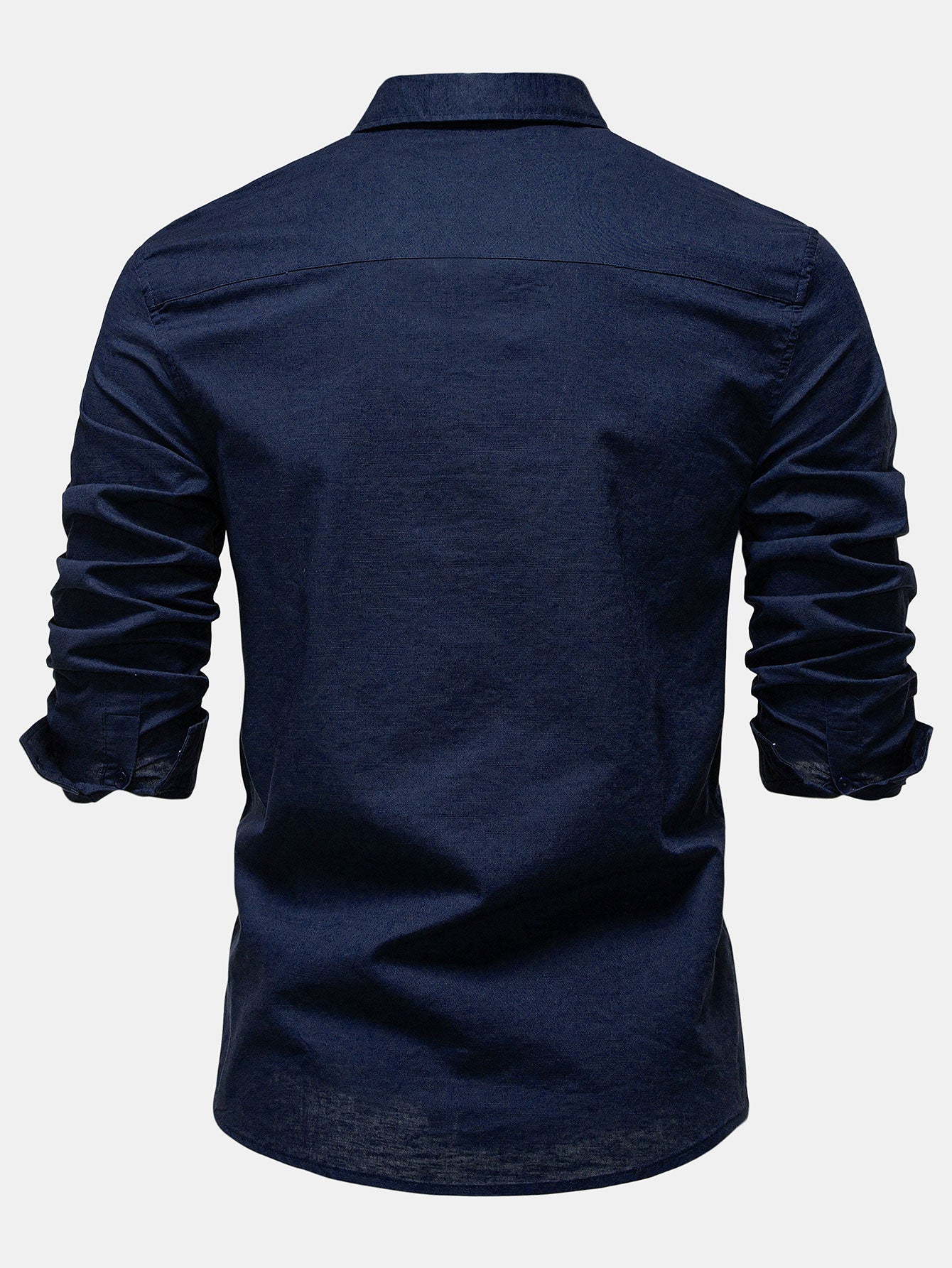Camisa de manga larga de lino de algodón Blend With Pocket