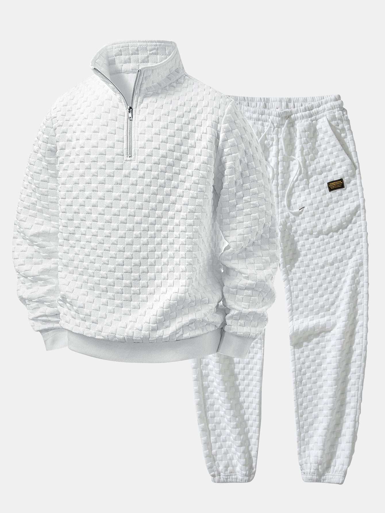 Sudadera Checkerboard Jacquard Quarter Zip & Jogger pantalón