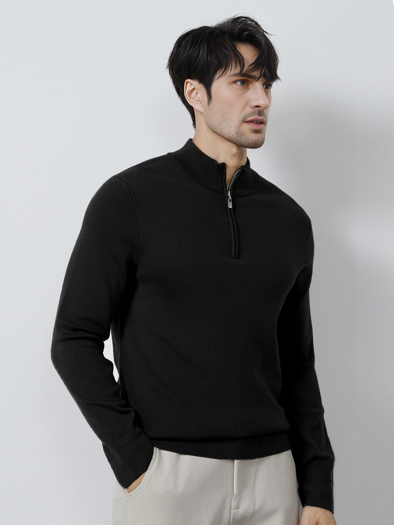 Gentletejido Washable Half Zip Mock Neck Sweater