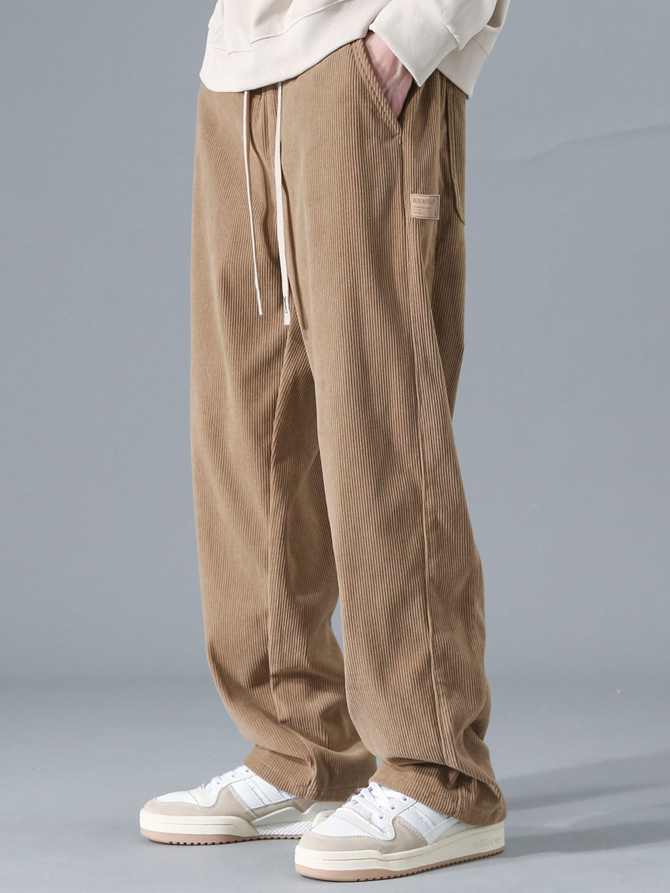 Sudadera Relax Fit Contrast Corduroy Polo Collar & Straight Leg Corduroy pantalón