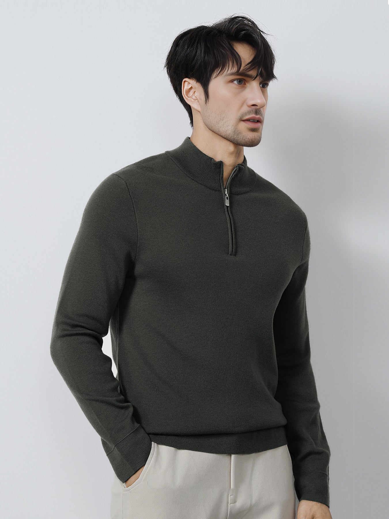 Gentletejido Washable Half Zip Mock Neck Sweater