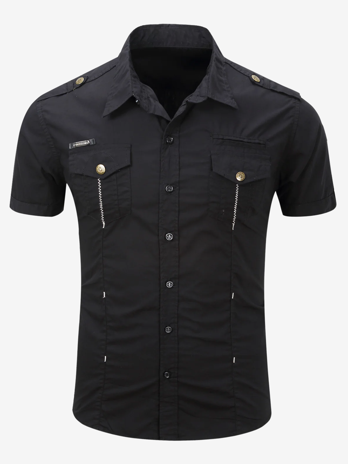 Camisa para exterior casual de algodón Pocket de manga corta para hombre