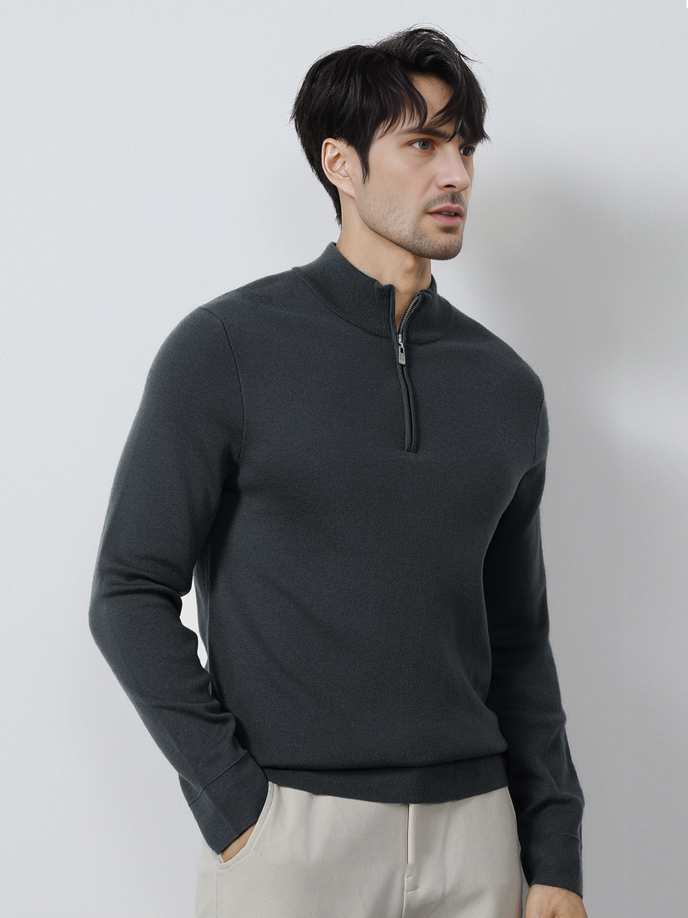 Gentletejido Washable Half Zip Mock Neck Sweater