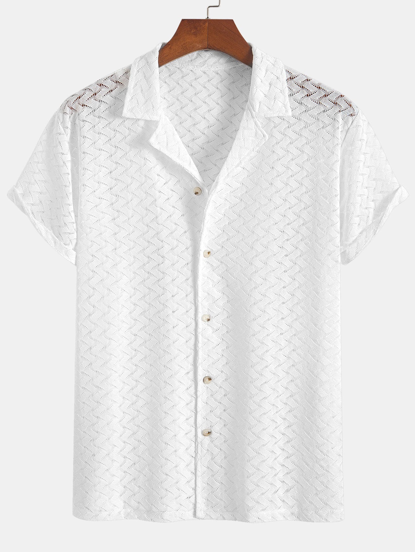 Camisa Hollow Out Textured Cuban