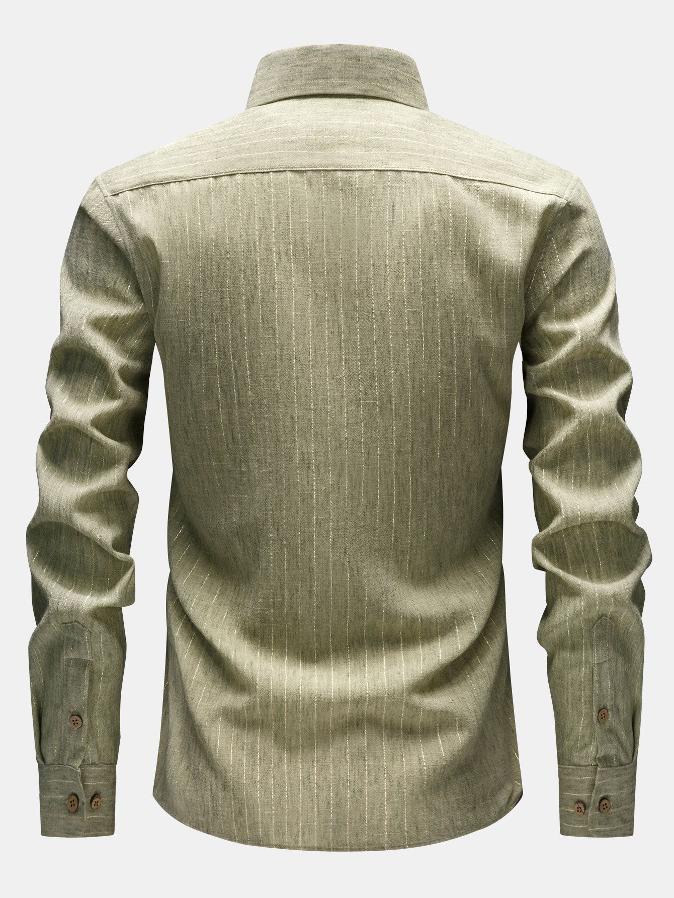 Camisa de manga larga rayas de lino Look Button Up