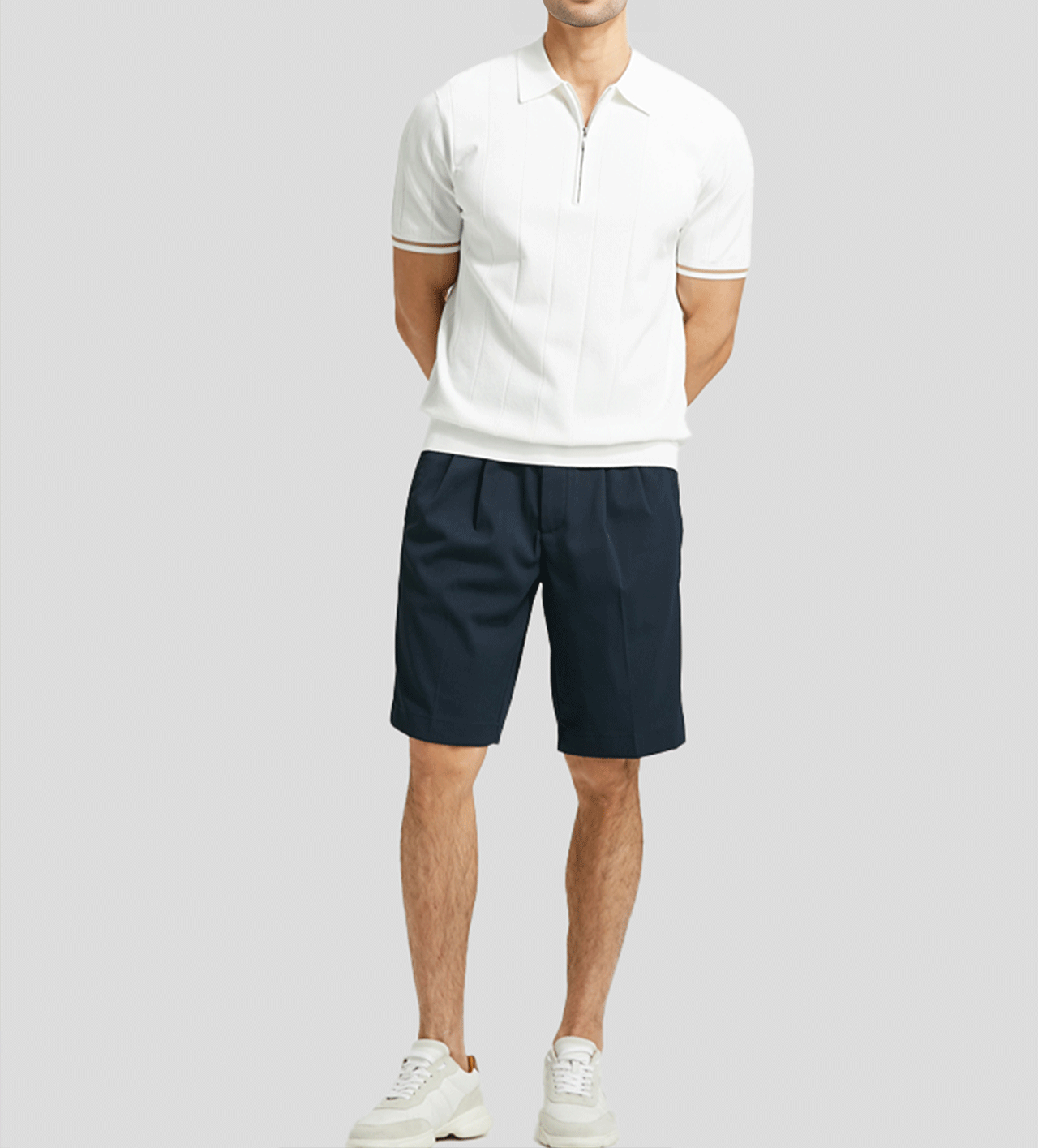 Cooltejido transpirable de manga corta Zip tejidoted Polo