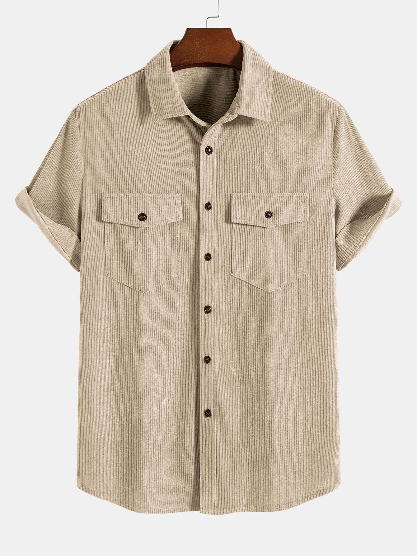 Camisa de manga corta Patch Pockets Corduroy