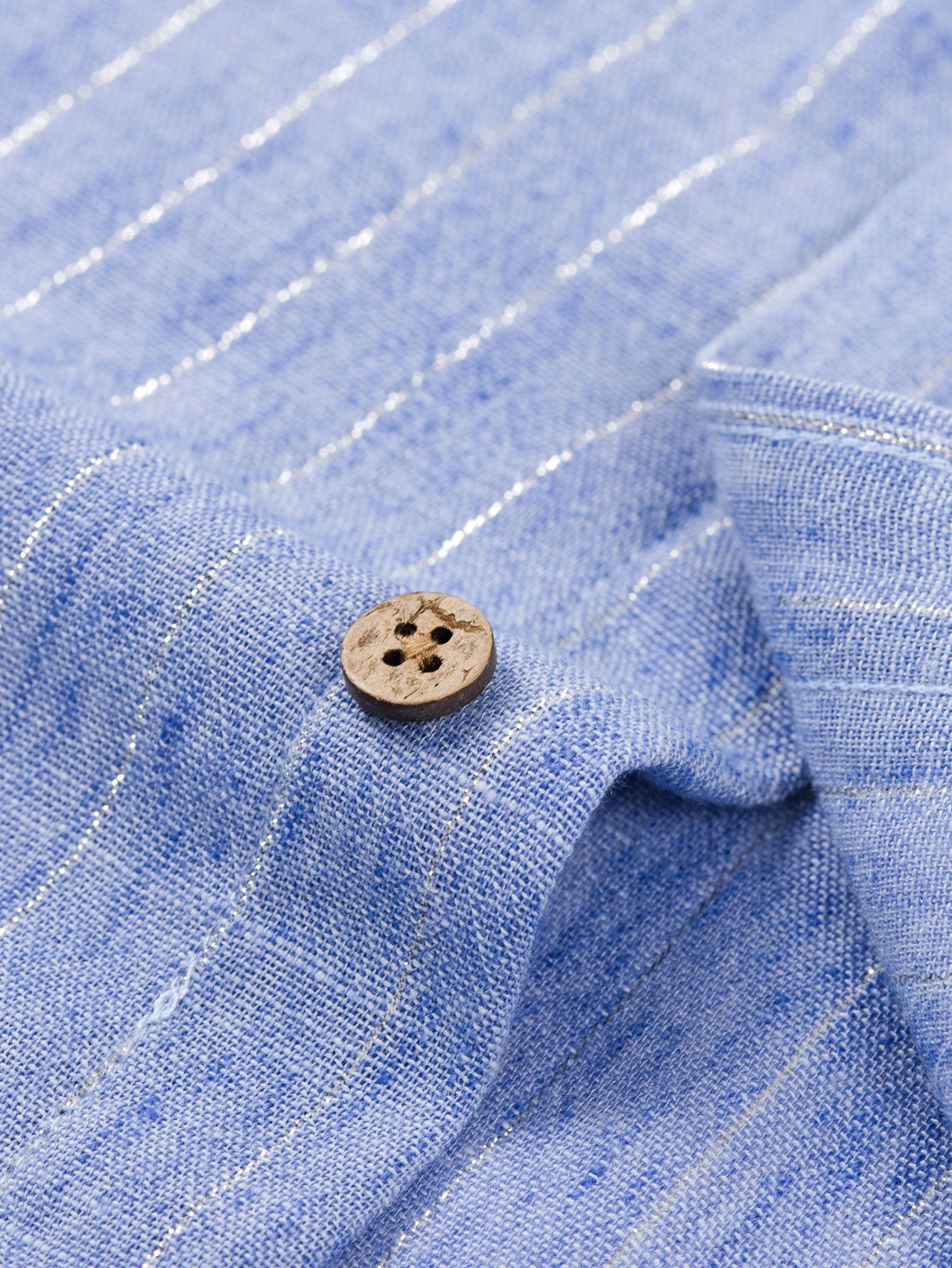 Camisa de manga larga rayas de lino Look Button Up