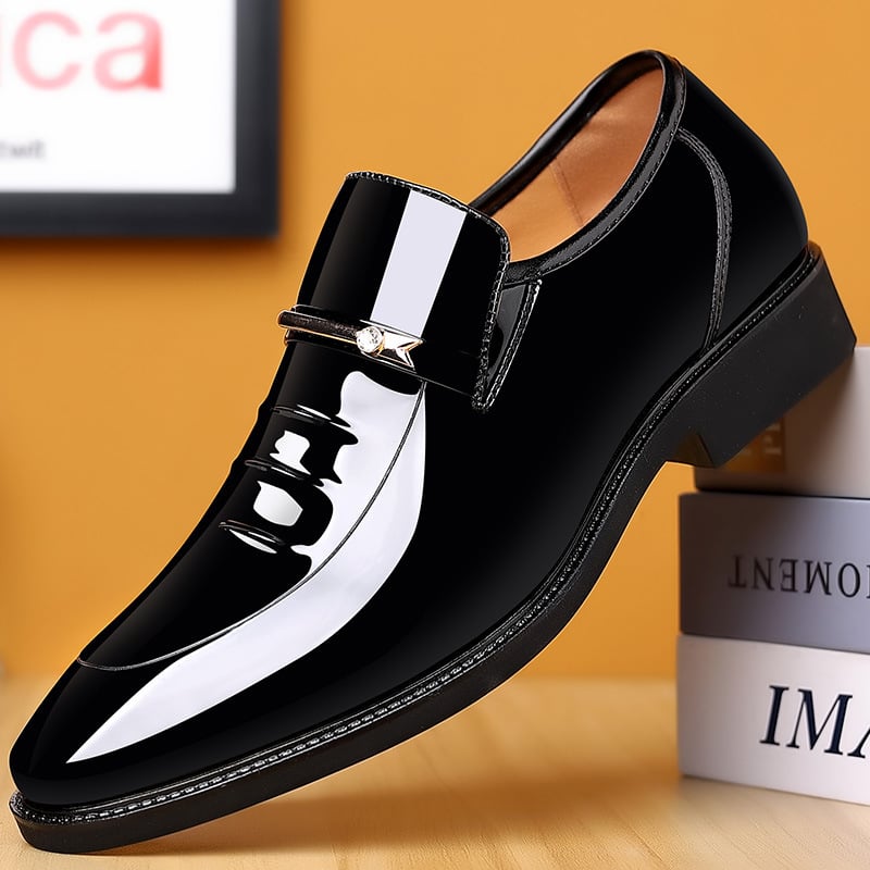 Zapatos ejecutivo formal casual Pointed Toe Cutout Slip-on Faux cuero Patant para hombre