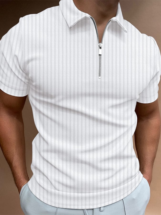 Polo Neck Zip rayas Top