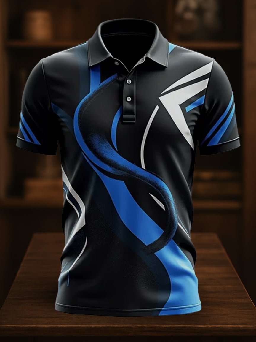 Camisa polo ejecutivo casual Artistic Button de manga corta para hombre