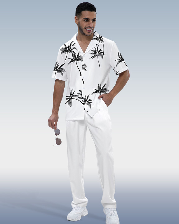 Camisa Rianmond Hawaiian estampado de manga corta Walking Set 3 Colors 414 para hombre