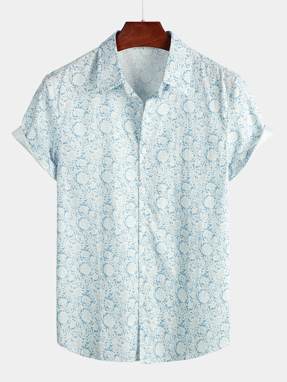 Camisa floral estampado Holiday de algodón casual para hombre