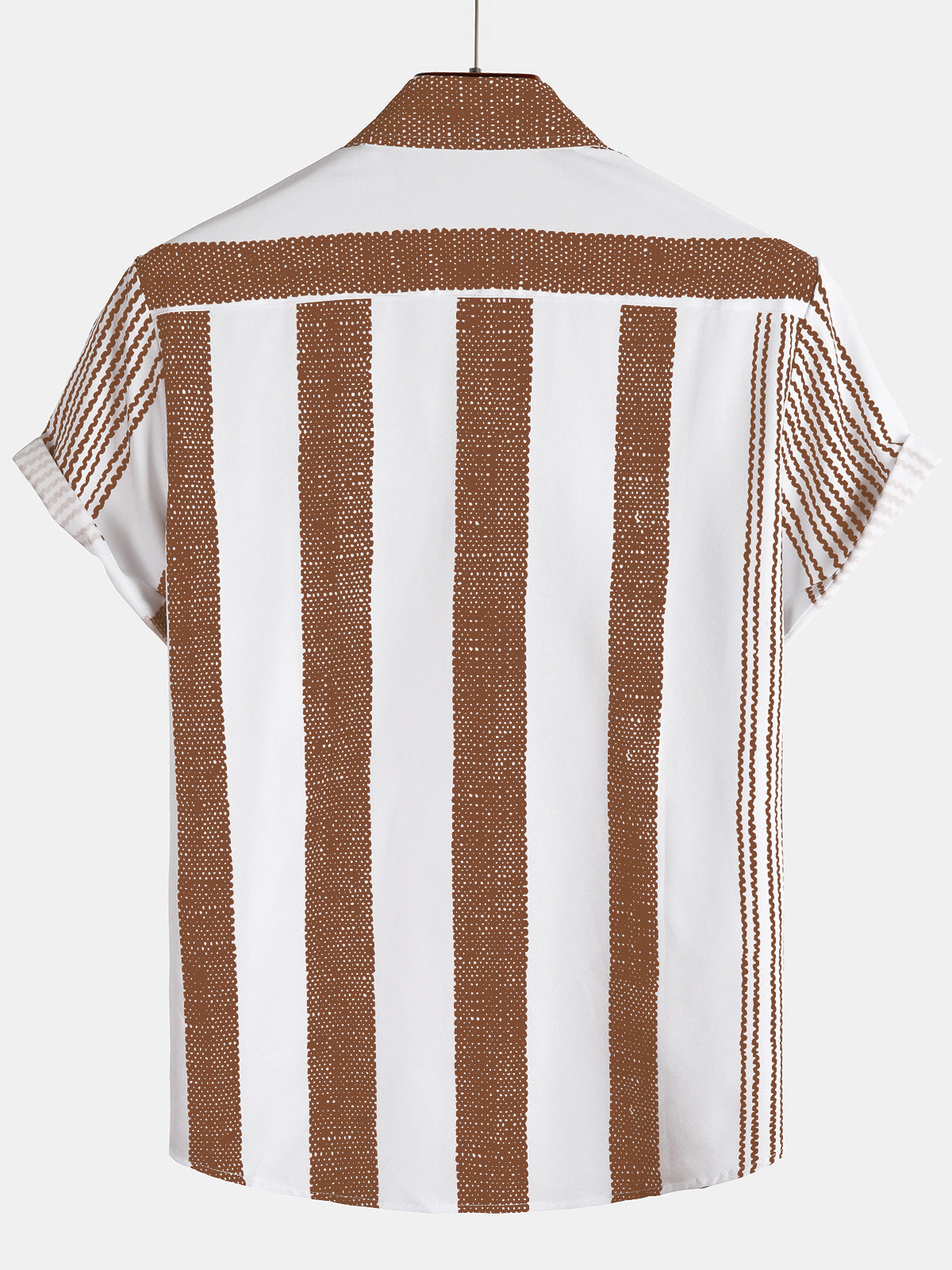 Camisa vintage Brown Vertical a rayas casual de manga corta para hombre