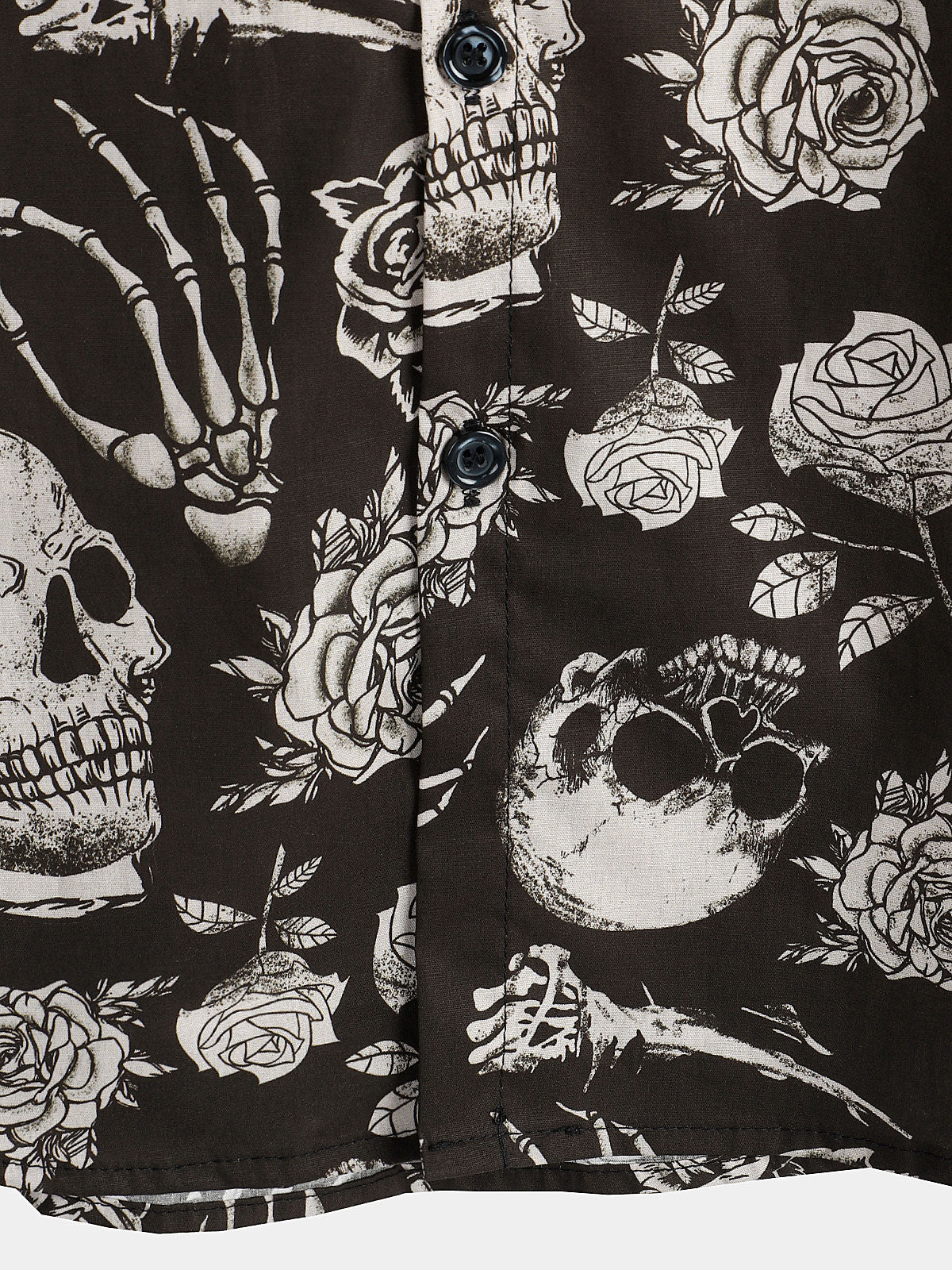 Camisa Skull Rose floral Punk Rock and Roll Cool Button Up para hombre