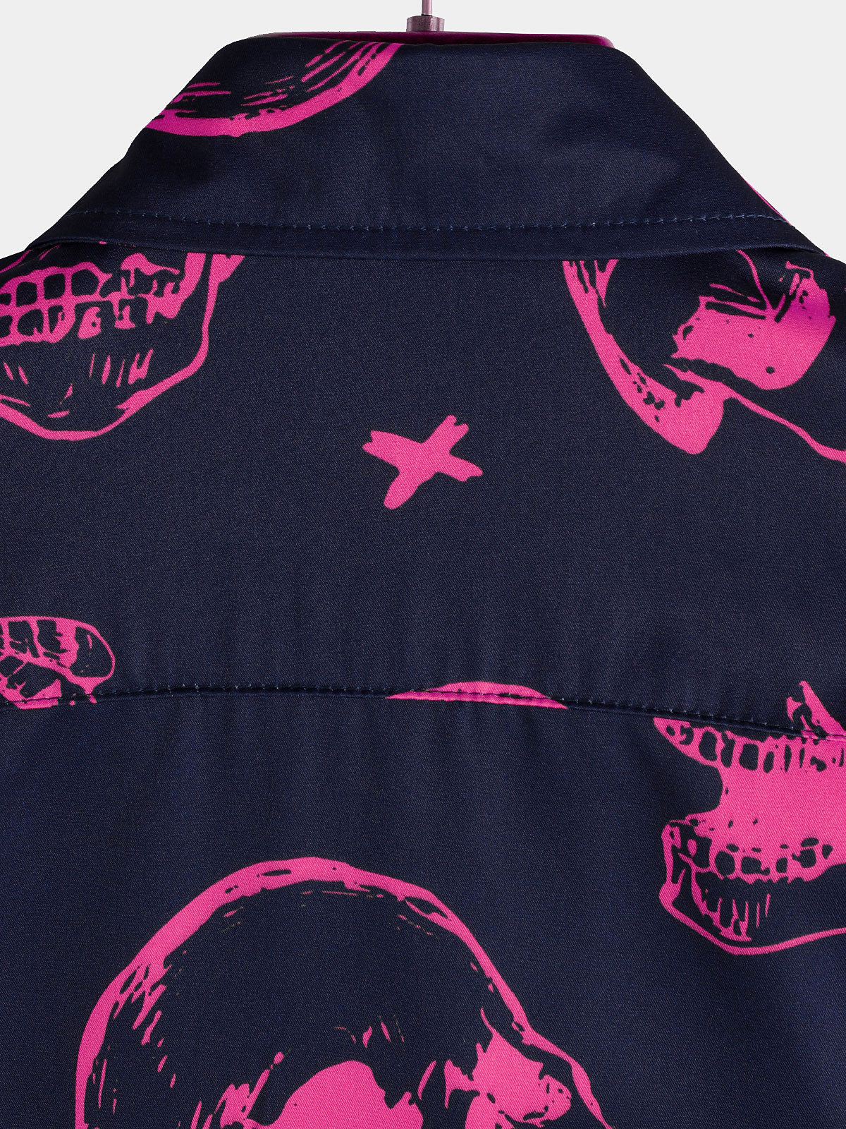 Camisa Pink Skull estampado Art Graphic Button de manga corta Aloha Hawaiian para hombre