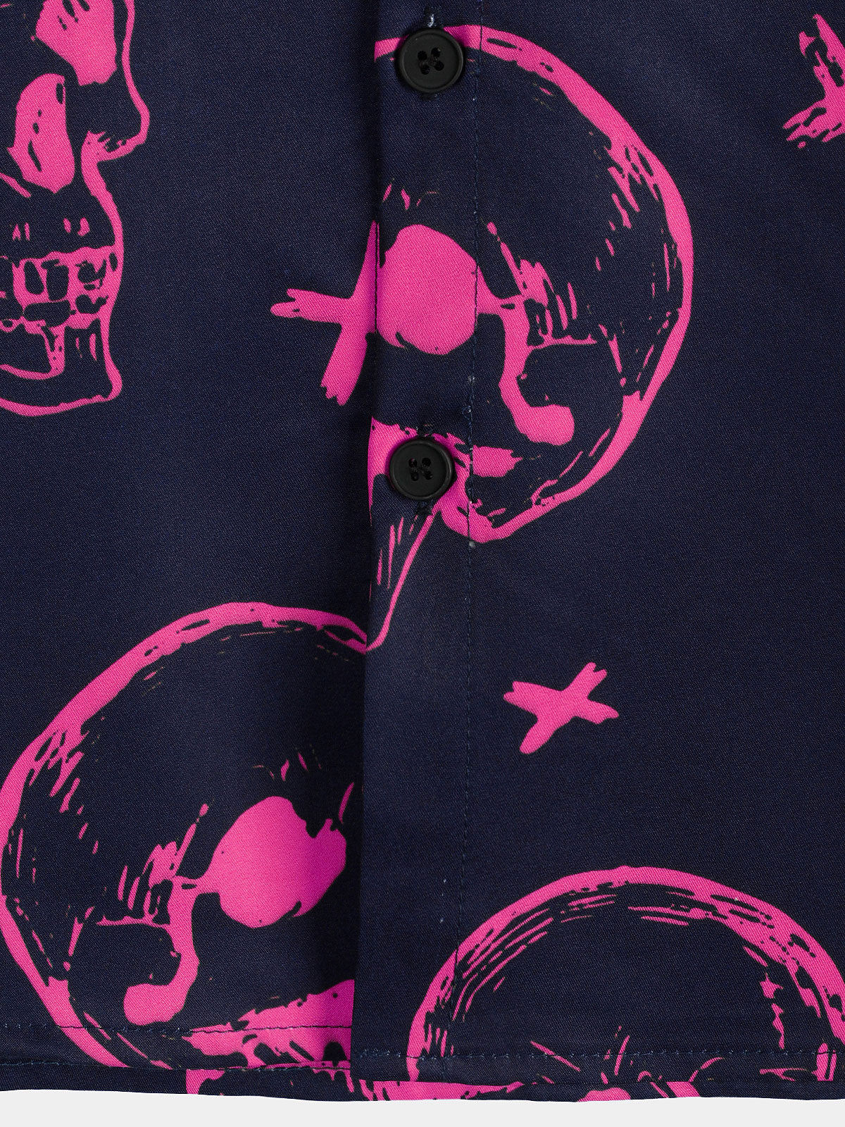 Camisa Pink Skull estampado Art Graphic Button de manga corta Aloha Hawaiian para hombre