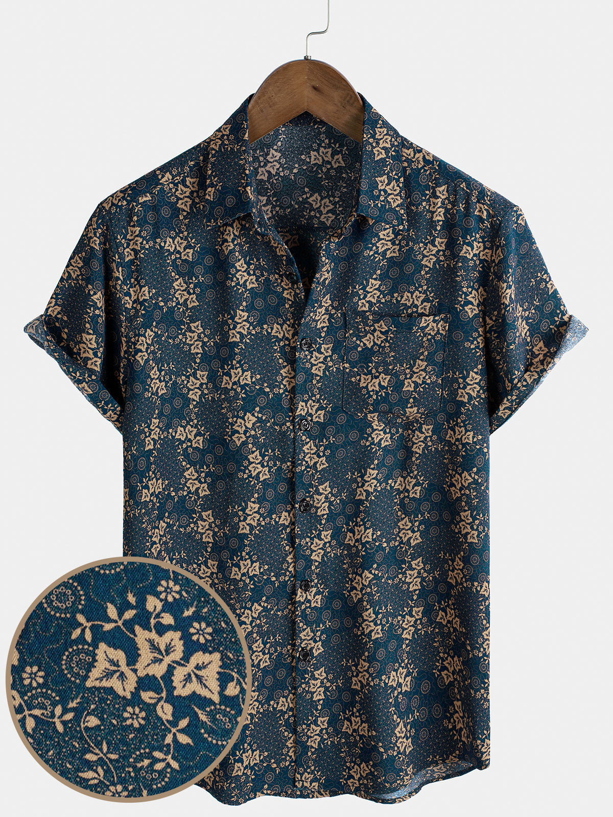 Camisa Summer retro estampado Pocket Holiday para hombre