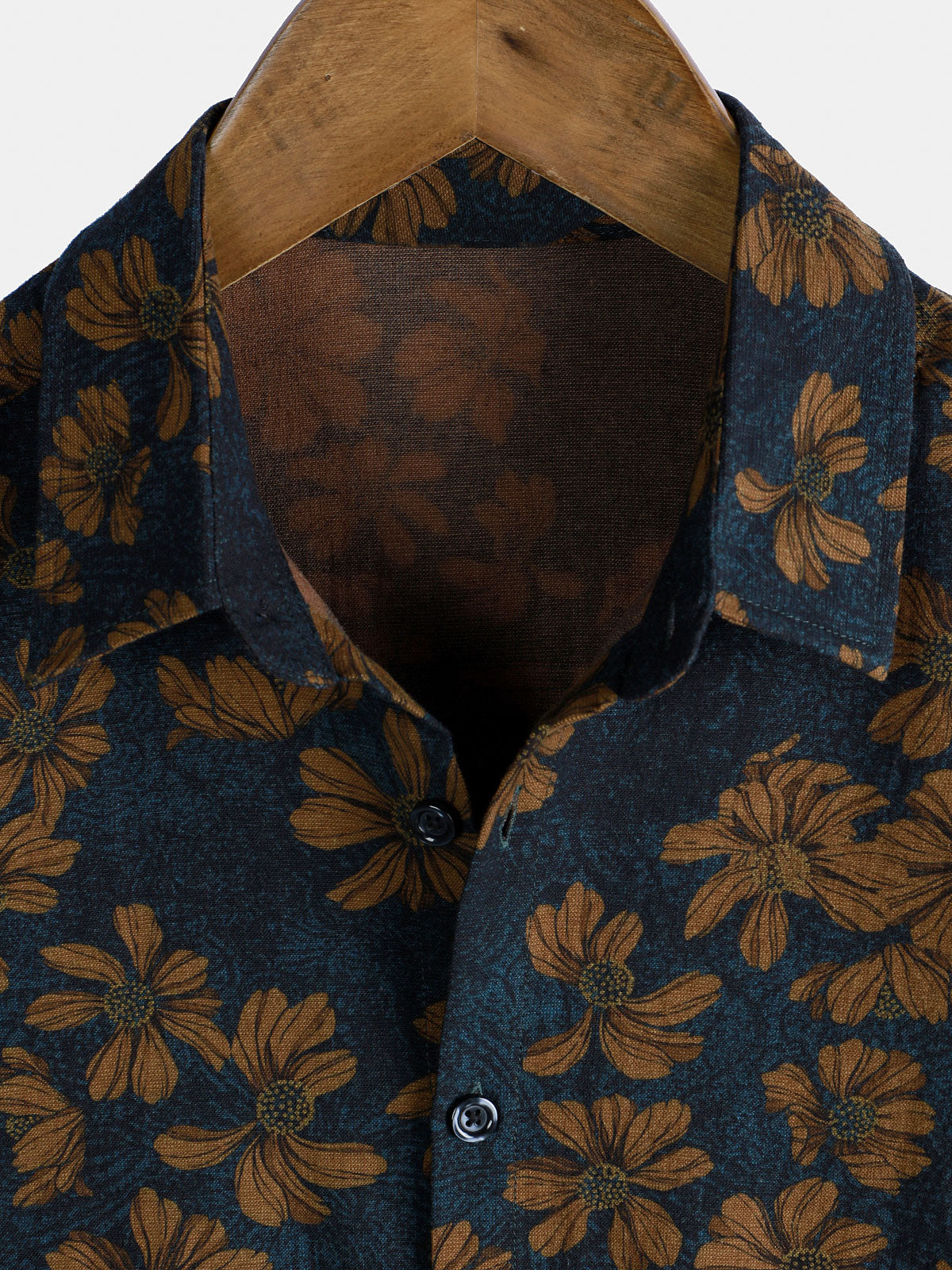 Camisa floral estampado vintage Flower transpirable Holiday de manga corta para hombre