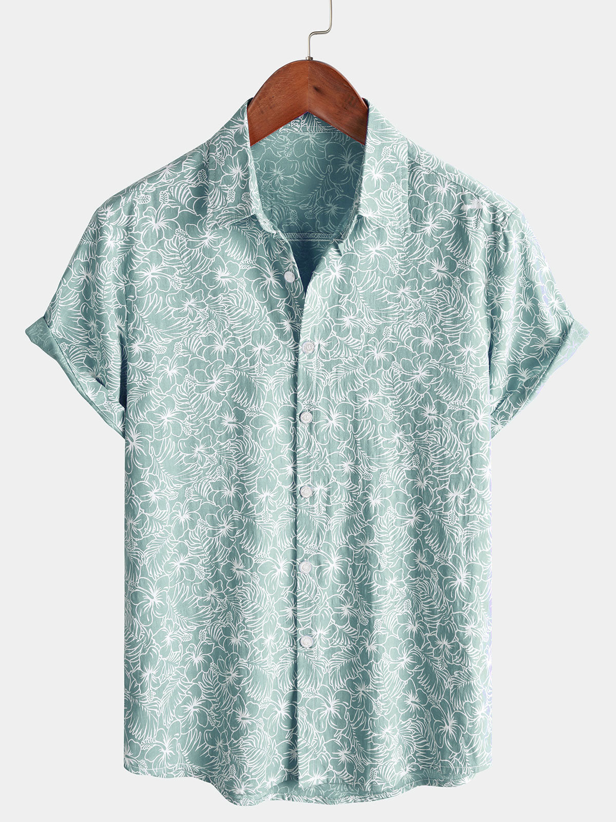 Camisa Summer floral de algodón de manga corta Holiday Beach para hombre