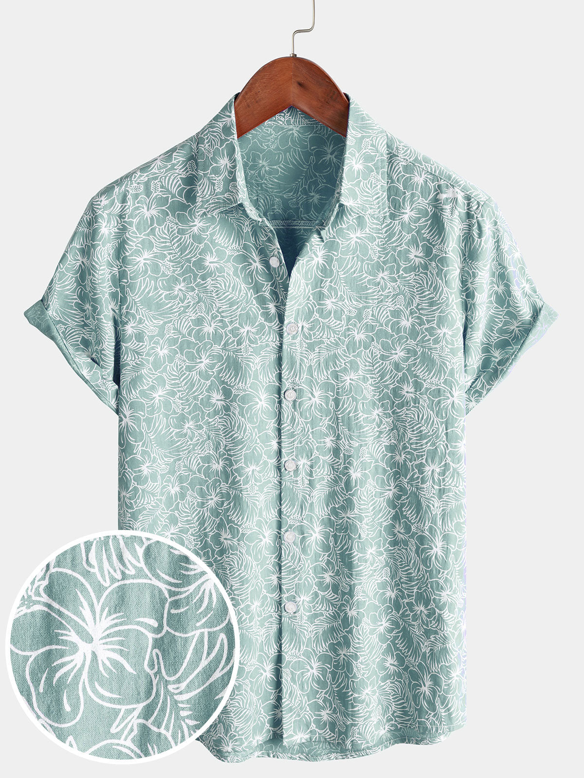 Camisa Summer floral de algodón de manga corta Holiday Beach para hombre