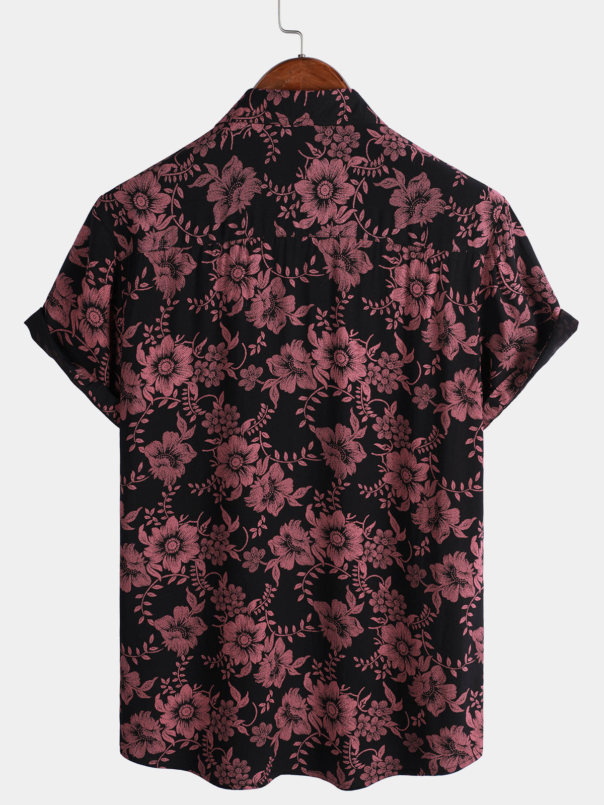 Camisa floral estampado vintage Flower Holiday transpirable Button Up Hawaiian de manga corta para hombre