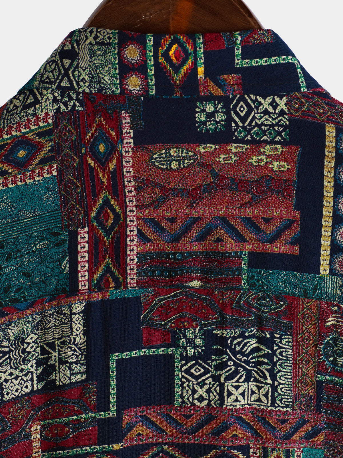 Camisa retro Holiday transpirable Ethnic Hawaiian de manga corta para hombre