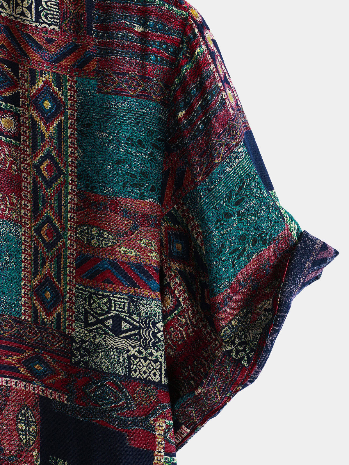 Camisa retro Holiday transpirable Ethnic Hawaiian de manga corta para hombre